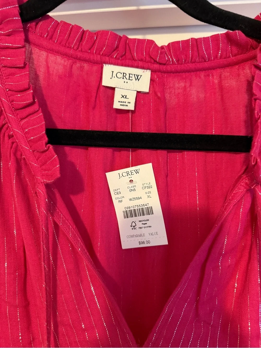 J Crew Pink Sleeveless Tunic Dress with Metallic Stripes
